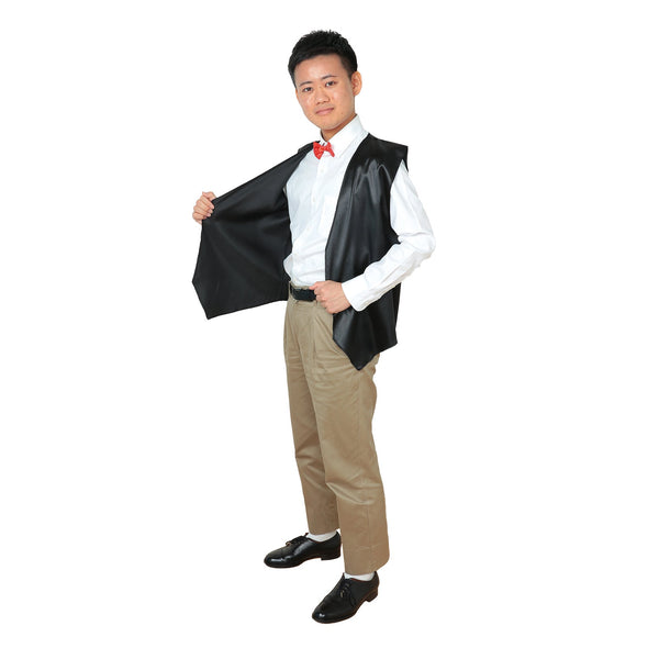 Soft satin vest V neck type black L06