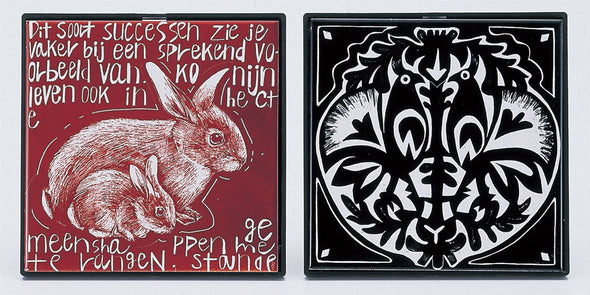 Ceramic art scratch tile large black01