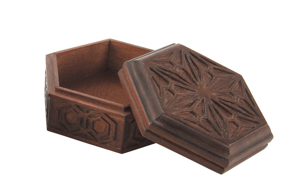 wooden carved hexagonal box01