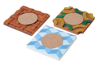 Wood carving coaster set of 301