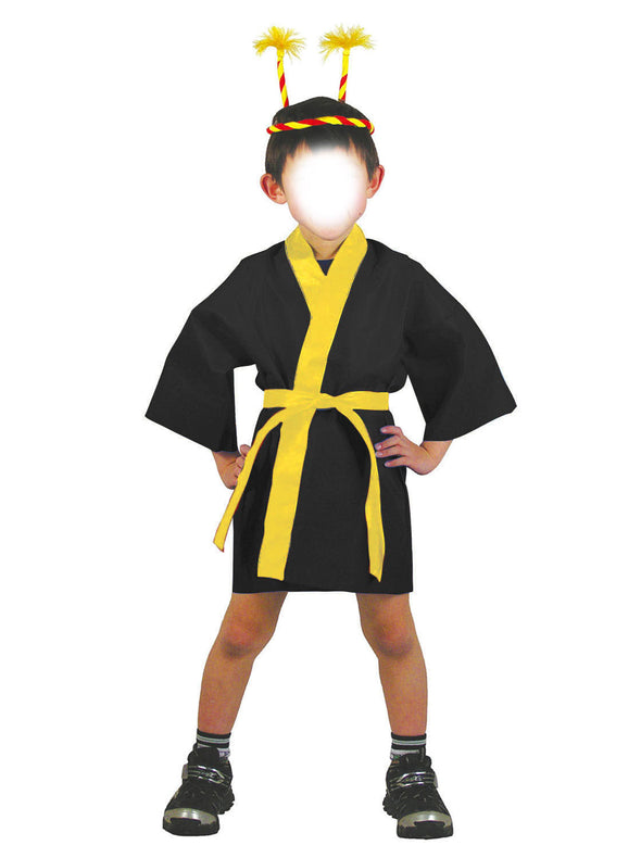 Color non-woven fabric Happi for children S black (yellow collar)01