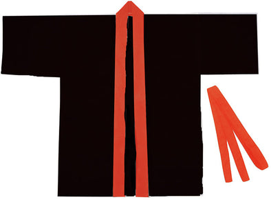 Color non-woven fabric happi for adults L black (red collar)01