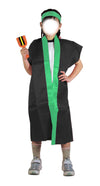 Satin long happy black (green collar) S (with headband)02