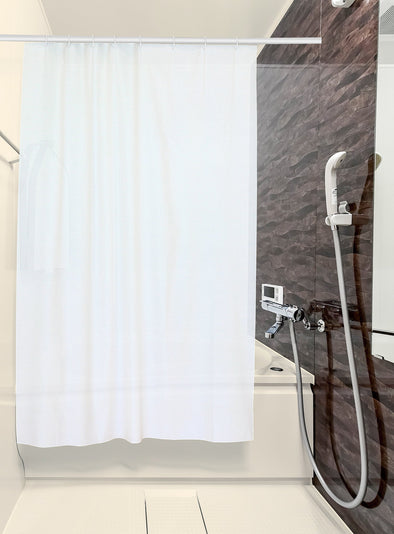 Shower curtain white 130×178cm with hook01