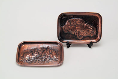 Copper plate tray (with tagane and bamboo)01