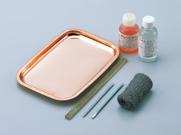 Copper plate tray (with tagane and bamboo)01