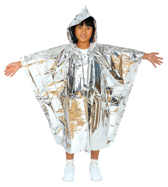 Emergency aluminum cold protection poncho for children01