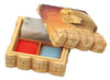 Wood carving stamp material case (with vermilion ink) Shina wood02