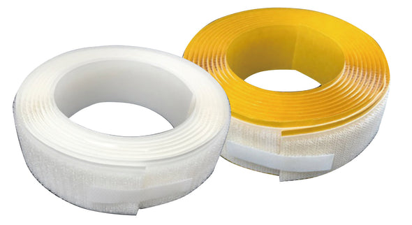 Surface fastener tape with adhesive white 30mmx2.5m roll set01
