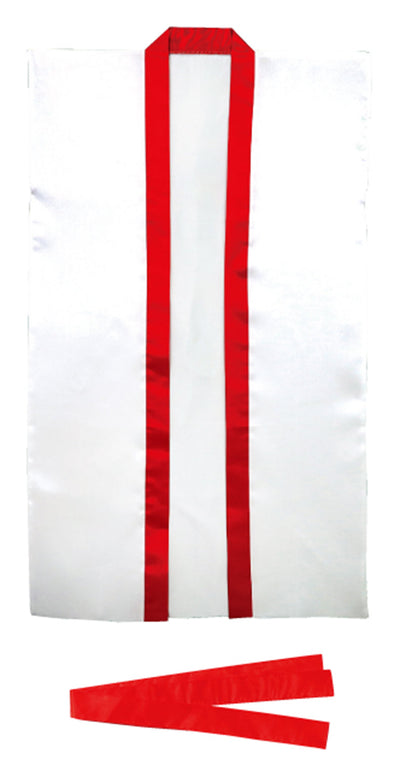 Satin long hip white (red collar) J (with headband)01