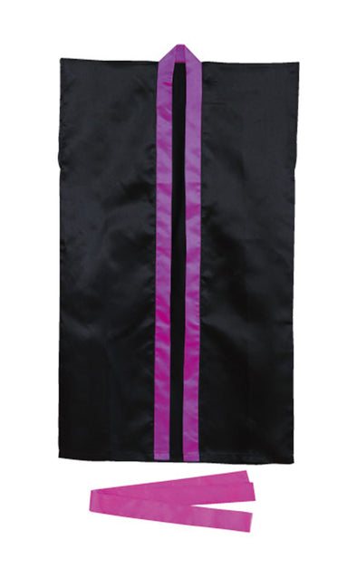 Satin long hip black (purple collar) L with headband01