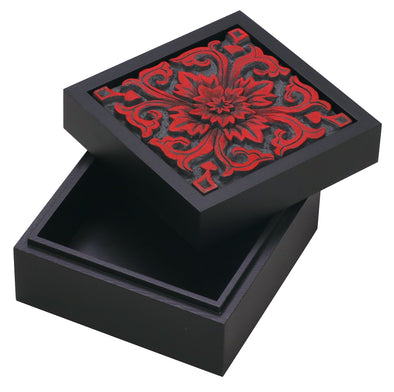 Multi-square box black painted black carved board set01