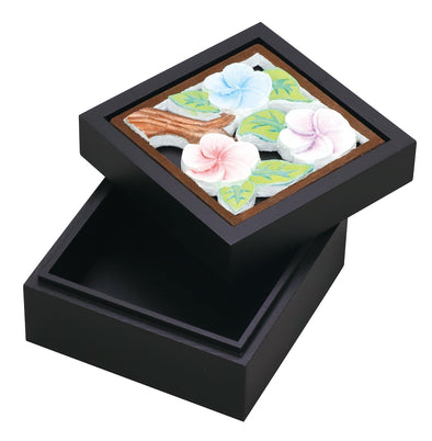 Multi-square box black painted white carved board set01