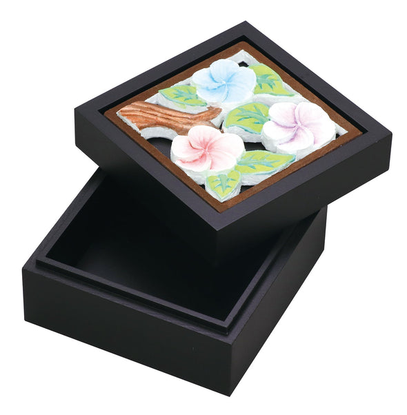 Multi-square box black painted white carved board set01
