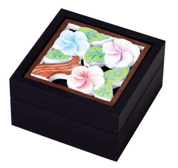 Multi-square box black painted white carved board set01