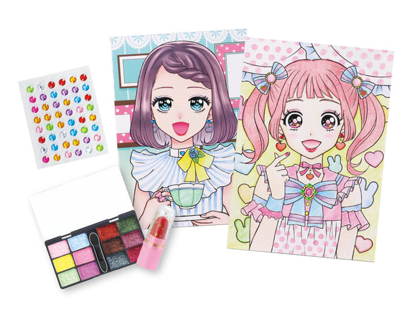 Comes with gemstone stickers! Makeup set coloring book01