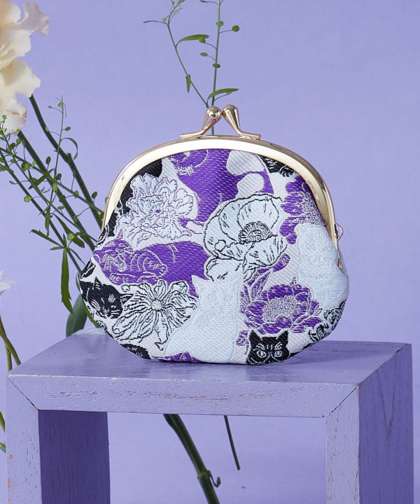 Cat and Flower Round Coin Purse