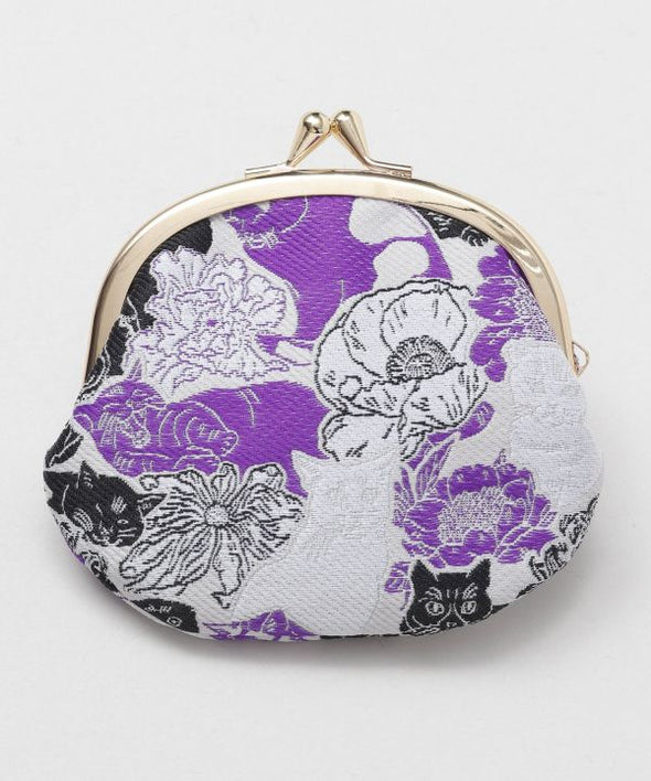 Cat and Flower Round Coin Purse