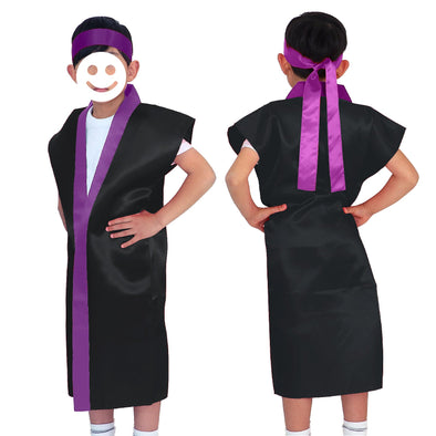 Satin long hip black (purple collar) with J headband01
