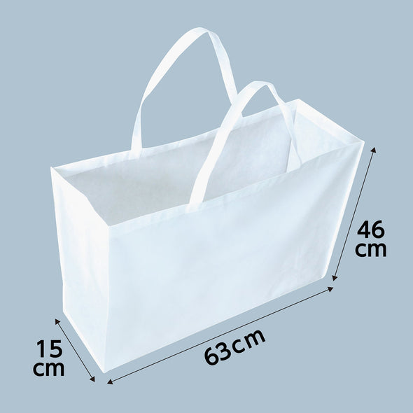 Work storage bag made of non-woven fabric, large white, with gusset (15cm)05