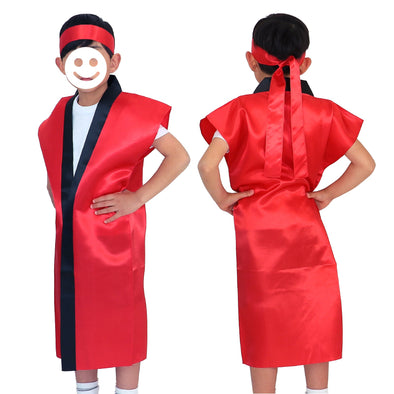 Satin Long Happi Red J (with headband)01