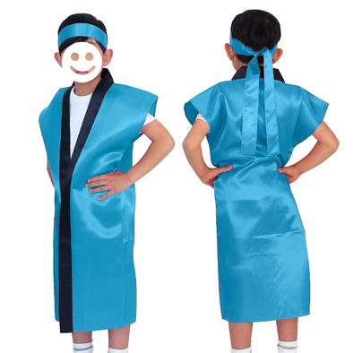 Satin Long Happi Blue J (with headband)01