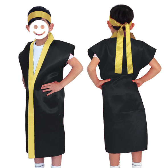 Satin long happy black (gold collar) J (with headband)01