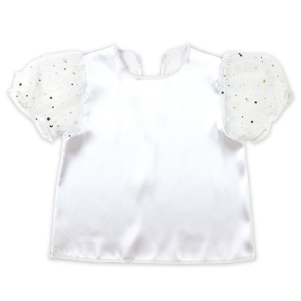 Puff sleeve soft satin shirt white01