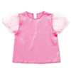 Puff sleeve soft satin shirt pink01