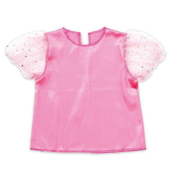 Puff sleeve soft satin shirt pink01
