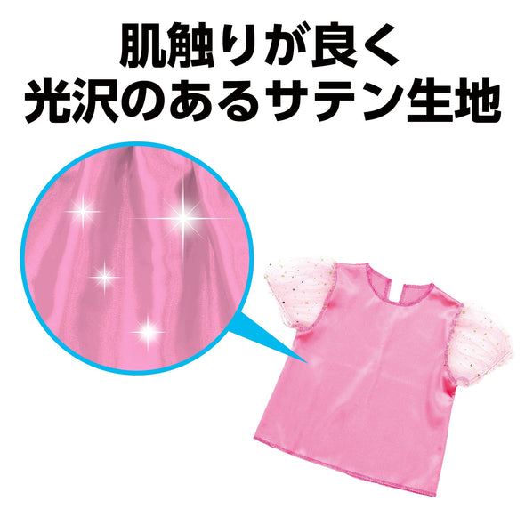 Puff sleeve soft satin shirt pink02