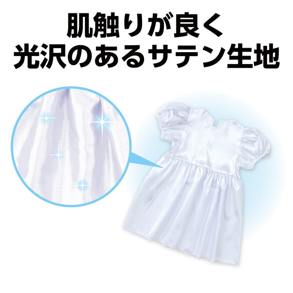 Soft satin puff sleeve dress white02