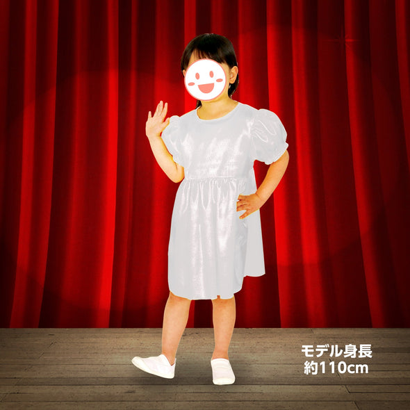Soft satin puff sleeve dress white03