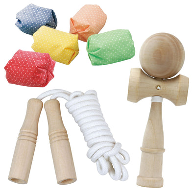 Kendama, jump rope, and beanbag 3-piece set01