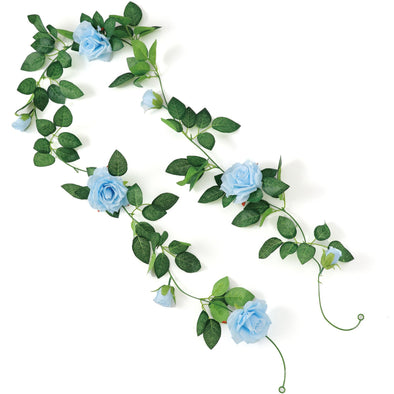 Fake green garland rose blue01