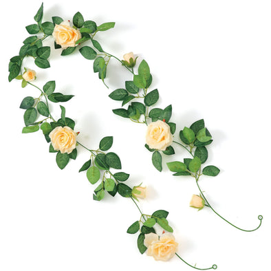 Fake green garland rose orange01