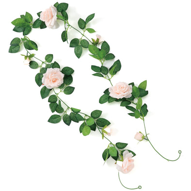 Fake green garland rose pink01