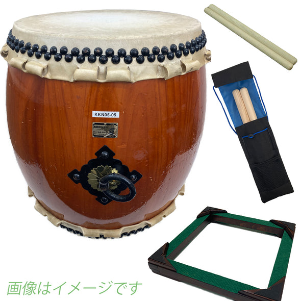 [Used]  1 shaku 5sun NAGADO drum, square stand, bachi, bachi holder set kkn05-05