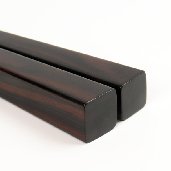 [Specially made chopstick rest]Extra thick ebony square chopsticks (1 set)