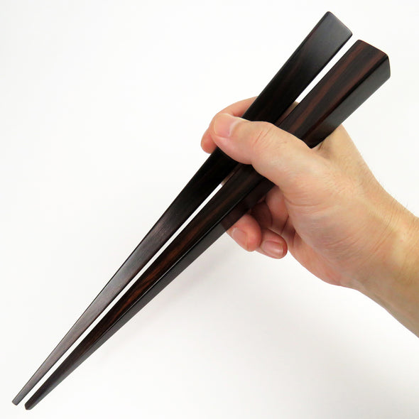 [Specially made chopstick rest]Extra thick ebony square chopsticks (1 set)