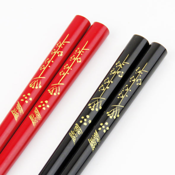 [Chopstick rest included] Wajima lacquer chopsticks, chinkin, Fukuume motif, couple set