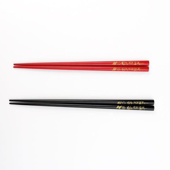 [Chopstick rest included] Wajima lacquer chopsticks, chinkin, Fukuume motif, couple set