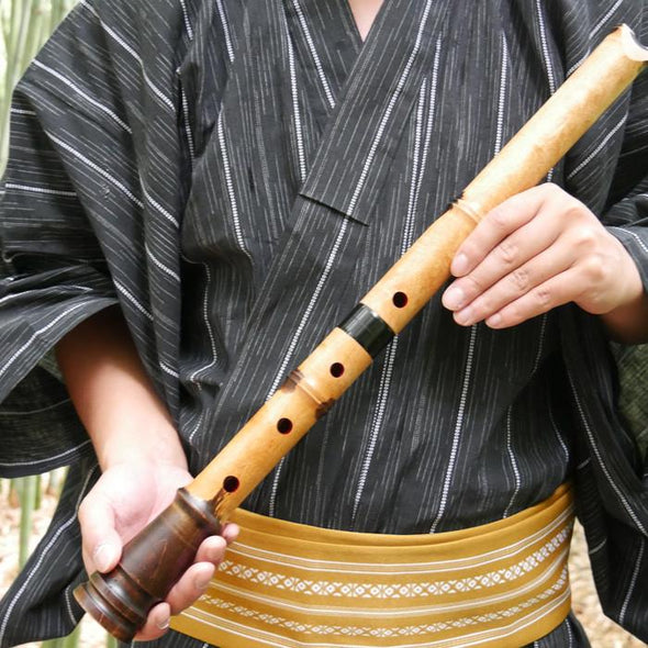 Karin Bamboo Shakuhachi (w/ Node and Natural Root End) (Curved End) (Kinko) - Taiko Center Online Shop